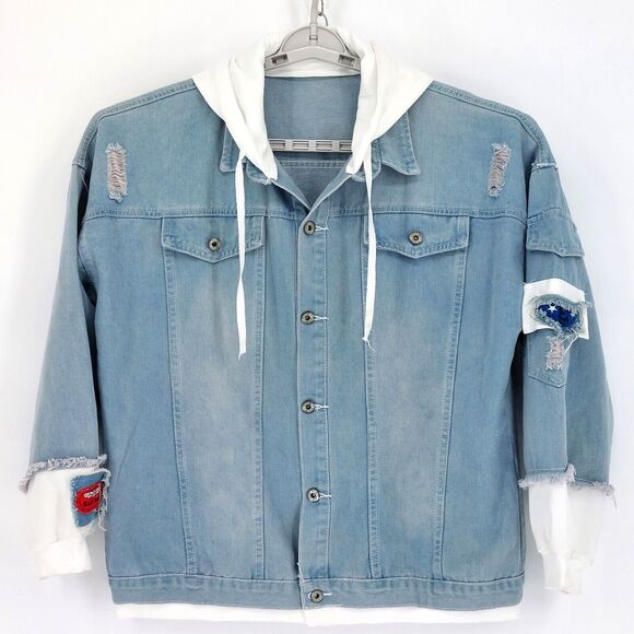 KPOP Stray Kids Oversized Unisex Denim Hoodie Tour Merch Felix Hyujin Woojin I.N - Picture 1 of 11